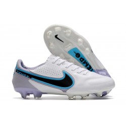 Chaussure Nike Tiempo Legend IX Elite FG Blanc Noir Bleu