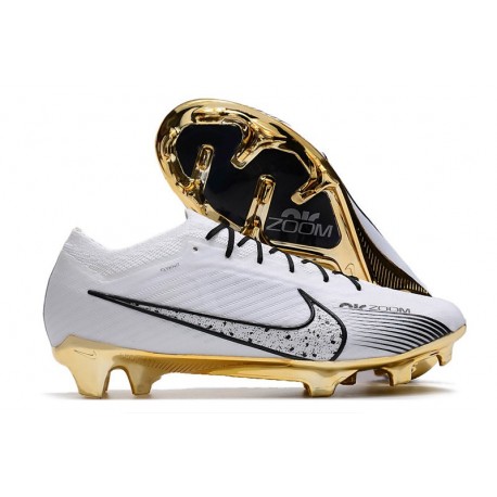 Crampons Nike Air Zoom Mercurial Vapor 15 Elite FG Blanc Or