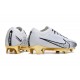 Crampons Nike Air Zoom Mercurial Vapor 15 Elite FG Blanc Or