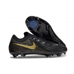 Nike Phantom Luna II Elite L FG Nouvelles Noir Or Monnaie Métallique