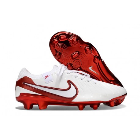 Chaussure Nike Tiempo Legend X Elite FG Blanc Rouge