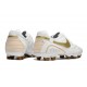 Chaussure Nike Tiempo Legend X Elite FG Ronaldo Blanc Or