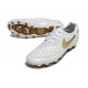Chaussure Nike Tiempo Legend X Elite FG Ronaldo Blanc Or