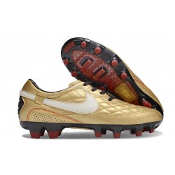 Chaussure Nike Tiempo Legend X Elite FG R10 Or Blanc