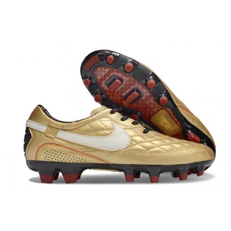 Chaussure Nike Tiempo Legend X Elite FG R10 Or Blanc