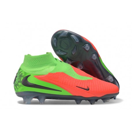 Chaussure de Foot Nike Phantom 6 Elite High FG Hot Punch Noir Vert Strike