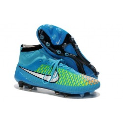 Meilleur Chaussures 2014 Nike Magista Obra FG ACC Bleu Vert Blanc