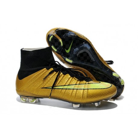 Chaussures Football 2014 Nouvelle Nike Mercurial Superfly FG ACC Or Noir