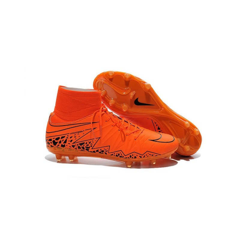 Chaussures de Football 2015 Neymar Nike Hypervenom II FG Orange Noir