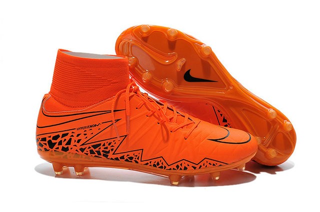 Chaussures de Football 2015 Neymar Nike Hypervenom II FG Orange Noir