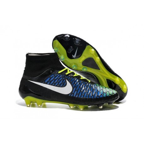 Crampons Pas Cher 2015 Nike Magista Obra FG ACC Noir Bleu Blanc