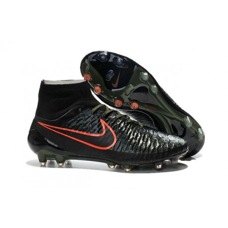 Crampons Pas Cher 2015 Nike Magista Obra FG ACC Noir Vert Rouge