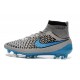 Nouveaux Chaussures 2015 Nike Magista Obra FG ACC Gris Loup Bleu Turquoise