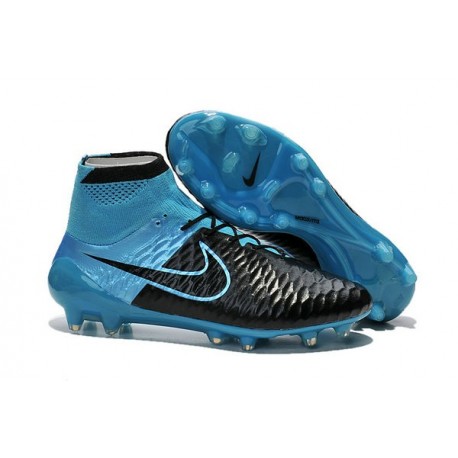 Nouveaux Chaussures 2015 Nike Magista Obra FG ACC Cuir Noir Bleu