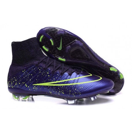 Nouveau Crampons 2015 Nike Mercurial Superfly FG ACC Power Clash Cuir Violet Vert