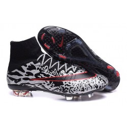 Crampons Nouveaux Football Nike Mercurial Superfly 4 FG Noir Blanc Rouge