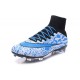 Crampons Nouveaux Football Nike Mercurial Superfly 4 FG Bleu Blanc Noir