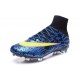 Crampons Nouveaux Football Nike Mercurial Superfly 4 FG Bleu Jaune Noir