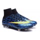 Crampons Nouveaux Football Nike Mercurial Superfly 4 FG Bleu Jaune Noir