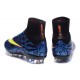 Crampons Nouveaux Football Nike Mercurial Superfly 4 FG Bleu Jaune Noir