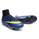 Crampons Nouveaux Football Nike Mercurial Superfly 4 FG Bleu Jaune Noir