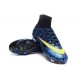 Crampons Nouveaux Football Nike Mercurial Superfly 4 FG Bleu Jaune Noir