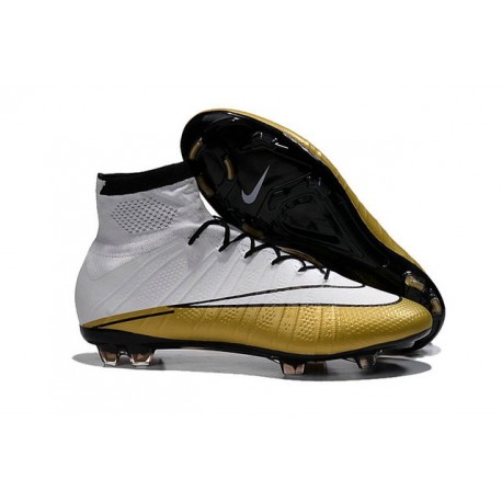 Crampons Nouveaux Football Nike Mercurial Superfly CR7 FG Blanc Or