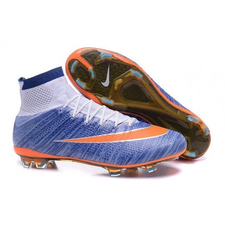 Cristiano Ronaldo Chaussure Nike Mercurial Superfly Iv FG Bleu Orange