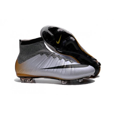 Cristiano Ronaldo Chaussure Nike Mercurial Superfly Iv FG Argent Noir Orange