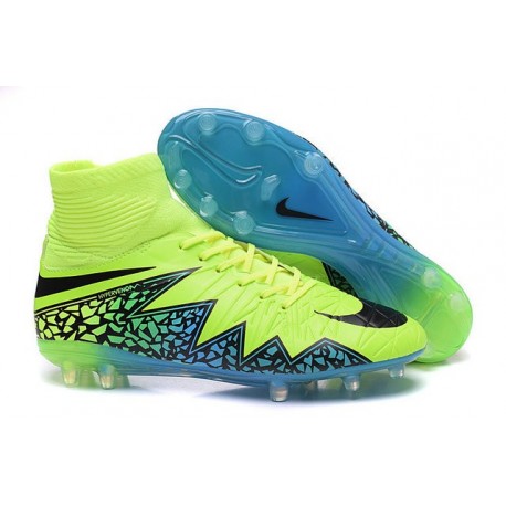 Crampon de Foot 2016 Nouvelle Nike Hypervenom Phantom II FG Volt Noir Bleu