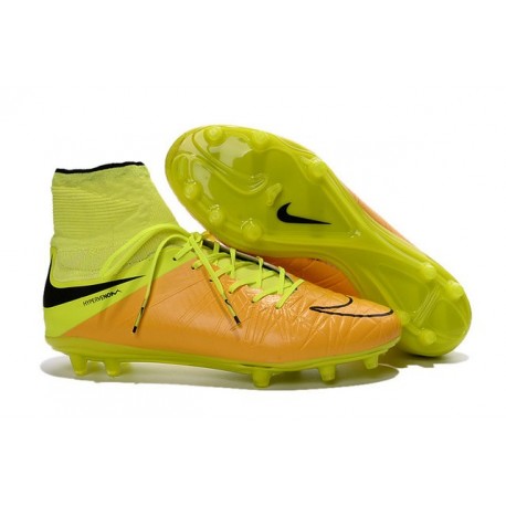 Crampon de Foot 2016 Nouvelle Nike Hypervenom Phantom II FG Cuir Canvas Volt Noir