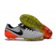 Nike Tiempo Legend 6 FG Cuir Chaussures Football Blanc Orange Noir
