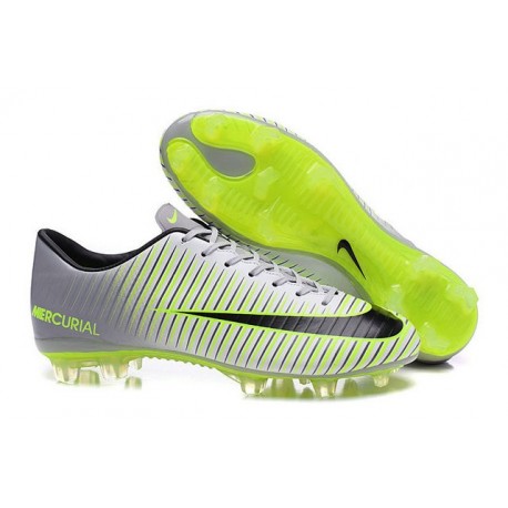 Chaussure de Foot Nouveau 2016 Nike Mercurial Vapor XI FG Argent Vert Noir