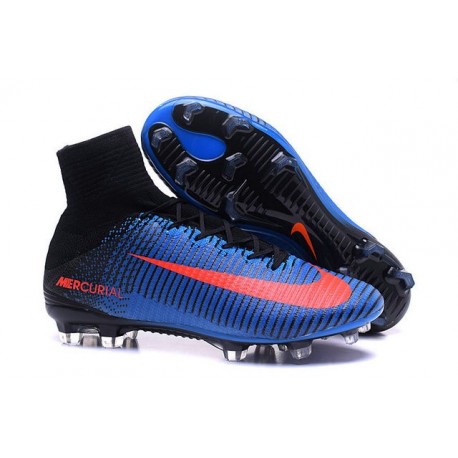Crampons Football Nouveaux Nike Mercurial Superfly 5 FG ACC Bleu Noir Orange