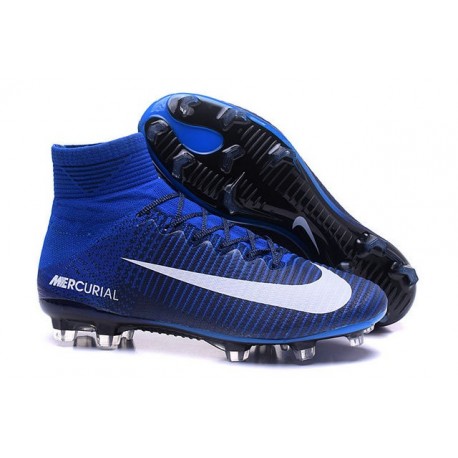 Crampons Football Nouveaux Nike Mercurial Superfly 5 FG ACC Bleu Blanc