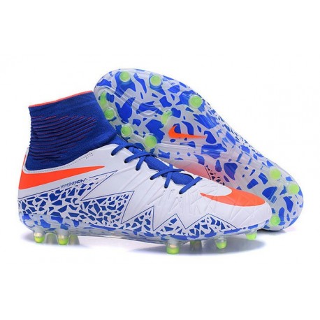 Nike Nouvel Crampons Football Hypervenom Phantom II FG Blanc Bleu Rouge