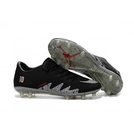 Nike Hypervenom Phinish Neymar x Jordan Chaussures de Football Noir Argent