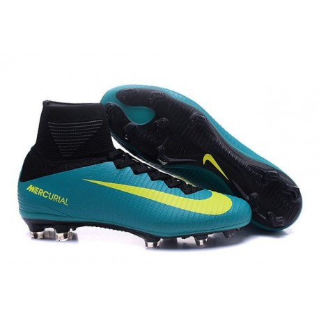 Crampons Football Nouveaux Nike Mercurial Superfly 5 FG Bleu Jaune