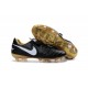 Nike Tiempo Legend 6 FG Cuir Chaussures Football Noir Blanc Or