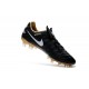 Nike Tiempo Legend 6 FG Cuir Chaussures Football Noir Blanc Or