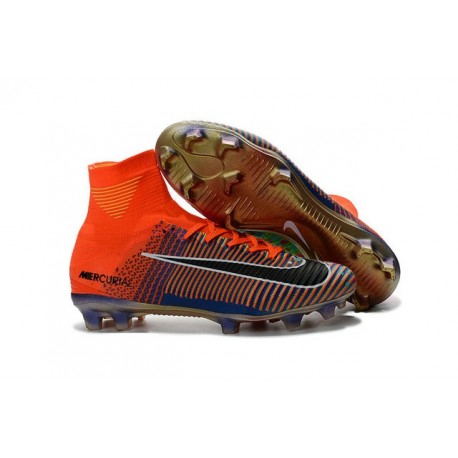 Crampons Football Nouveaux Nike Mercurial Superfly 5 FG Orange Noir Vert