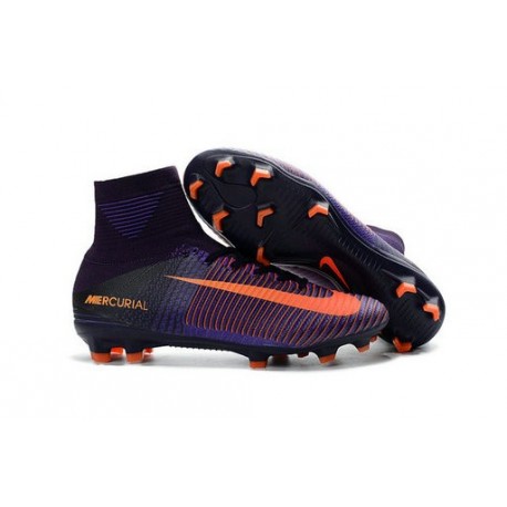 Crampons Football Nouveaux Nike Mercurial Superfly 5 FG Violet Orange