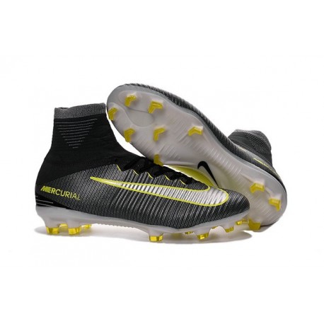 Nike Mercurial Superfly V FG Chaussure de Foot Homme Noir Jaune