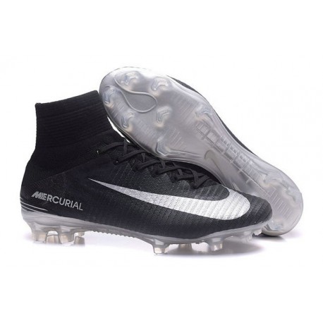 Nike Mercurial Superfly V FG Chaussure de Foot Homme Noir Argent