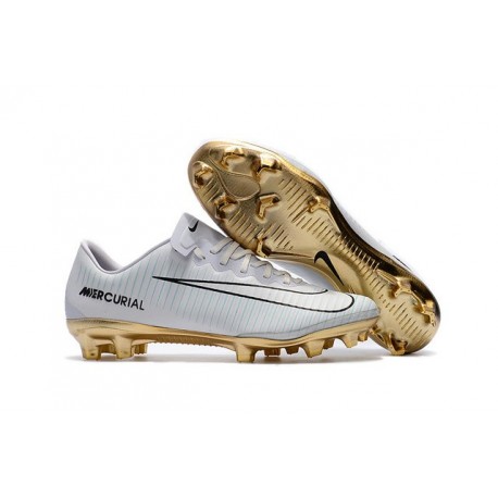 Nike Mercurial Vapor Vitórias XI CR7 FG Nouvelles Chaussures de Foot Blanc Or