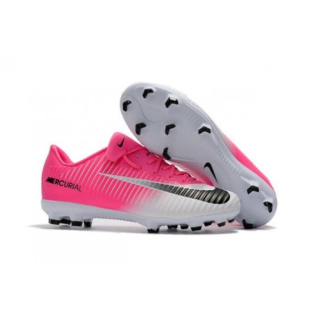 Nike Mercurial Vapor XI FG Nouvelles Chaussures de Foot Rose Blanc Noir