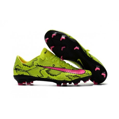 Nike Mercurial Vapor XI FG Nouvelles Chaussures de Foot Jaune Rose