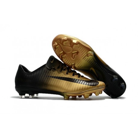 Nike Mercurial Vapor XI FG Nouvelles Chaussures de Foot Noir Or