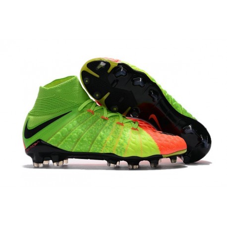 Chaussures Nouvel Nike Hypervenom Phantom III DF FG Vert Orange Noir