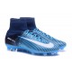 Nike Crampon Football 2017 Mercurial Superfly V FG Bleu Blanc Noir